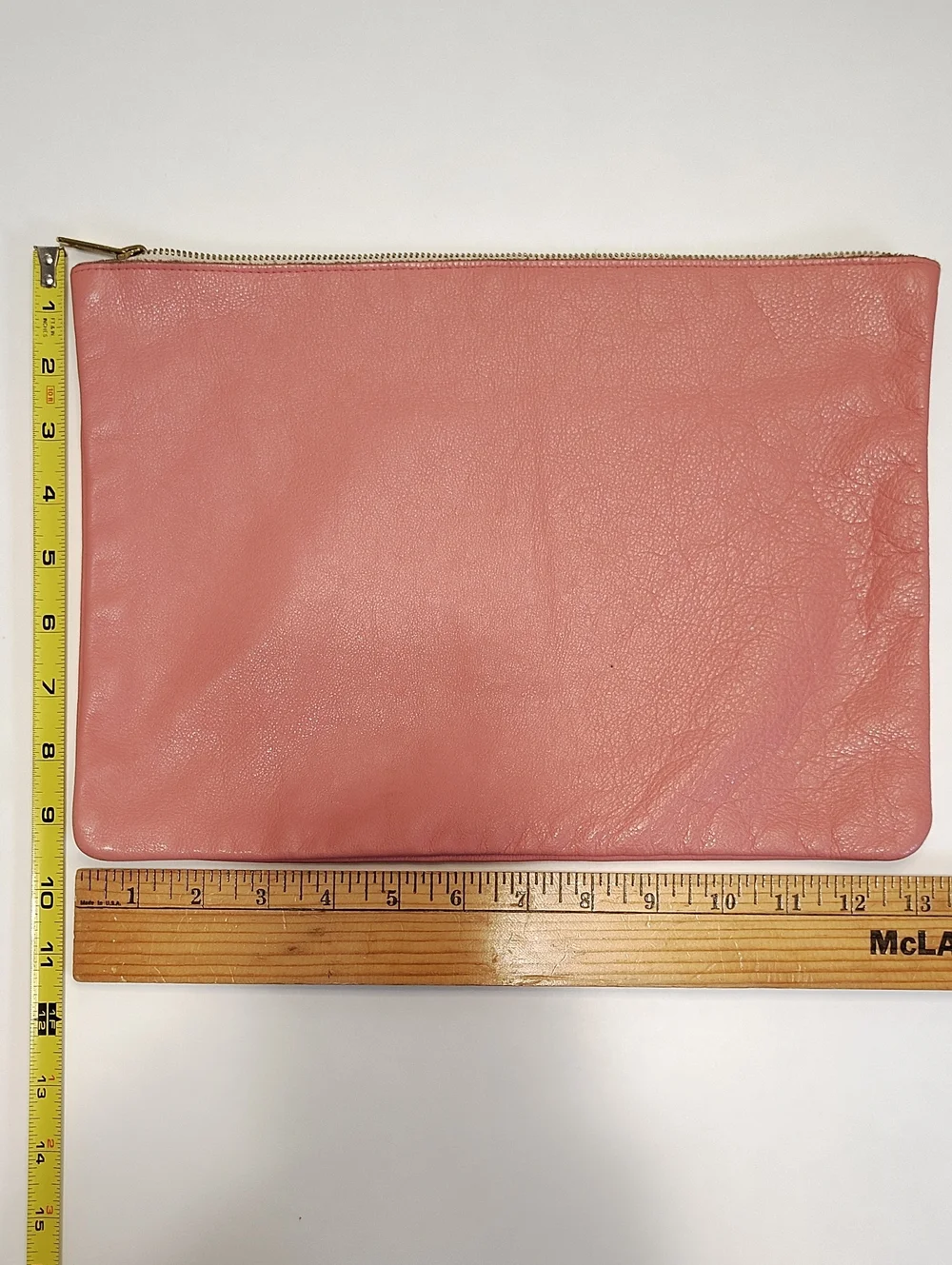 American Apparel Pink Leather Zip Clutch Bag